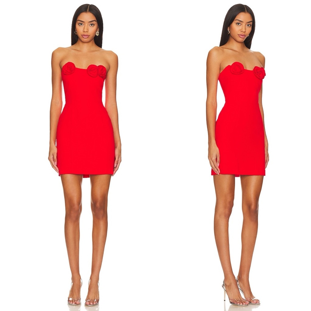 Revolve Amanda Uprichard Sabine Rosette Mini Dress Strapless Formal Party S